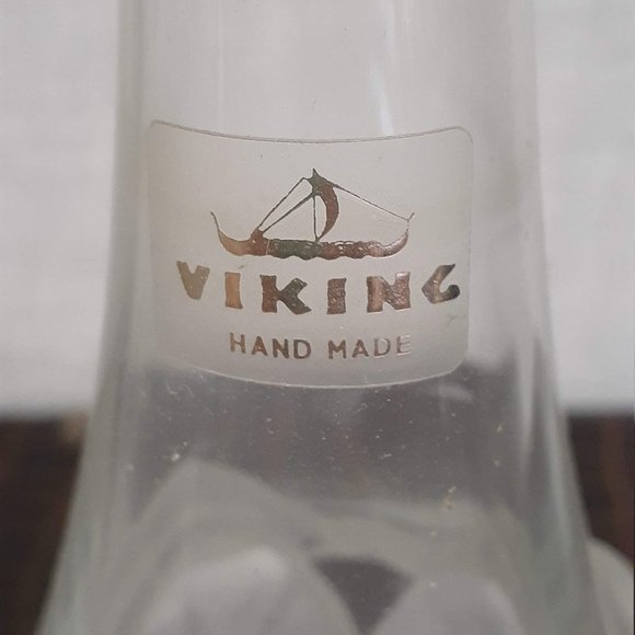 Tall Vintage Viking Glass Stretched Frosted Vases -20